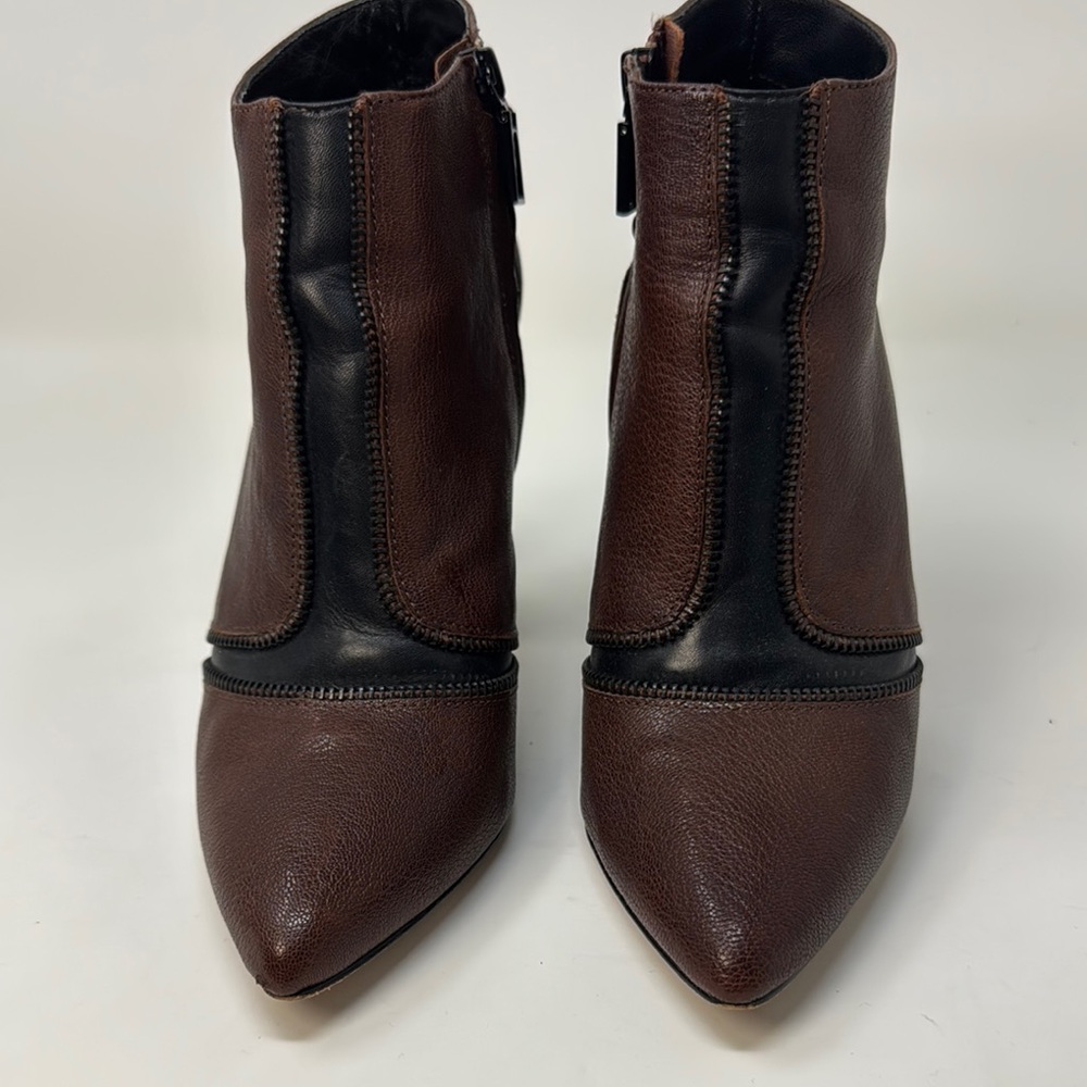 Rebecca Minkoff Brown and Black Ankle Booties with Pointed Toes